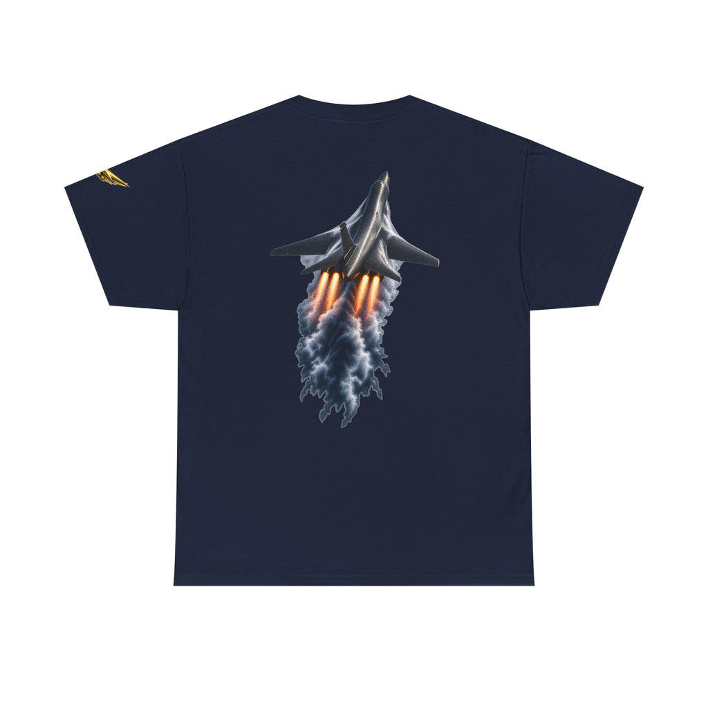 Jet Fighter Backprint Tee — Rocket Afterburner Aviation Graphic Shirt