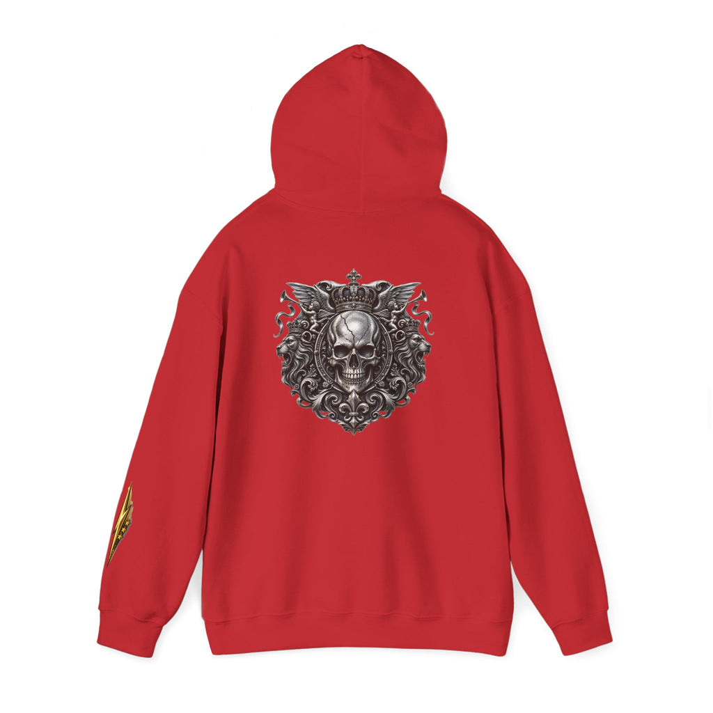 Skull Crest Hoodie – Gothic Ornate Skull Back Graphic Sweatshirt