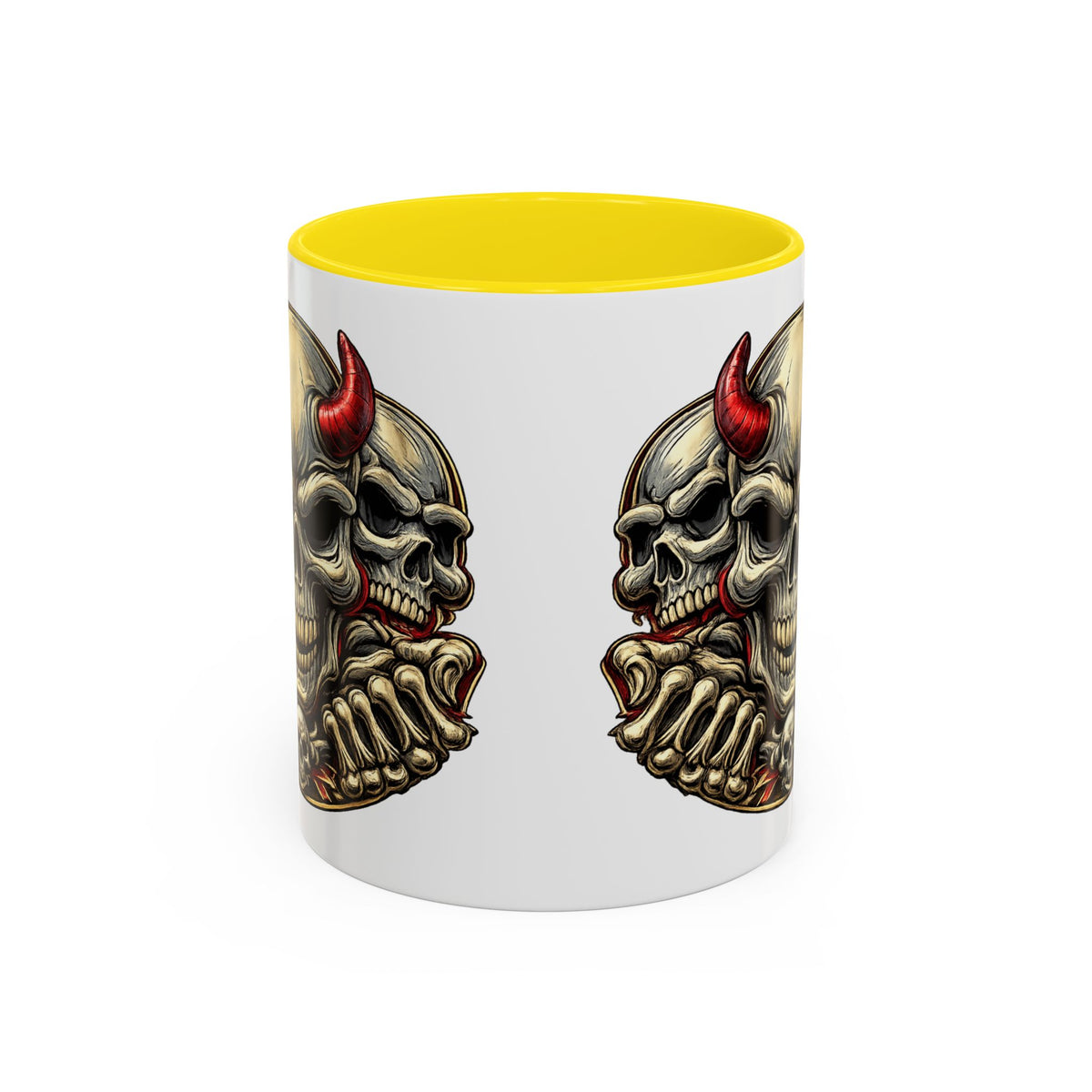 Devil Skull Accent Coffee Mug – Gothic Demon Skull Design (11/15 oz)