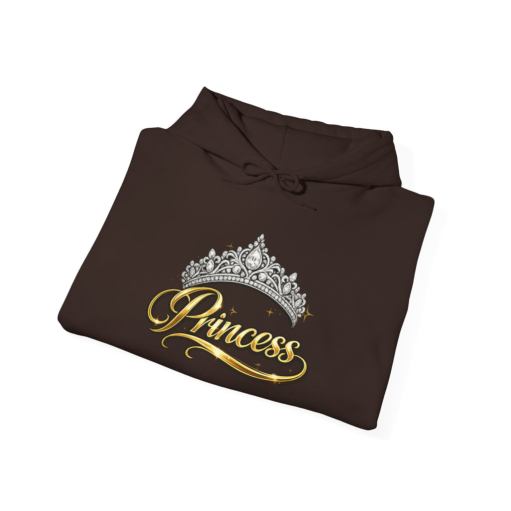 Princess Tiara Hoodie — Gold Script Crown Sweatshirt