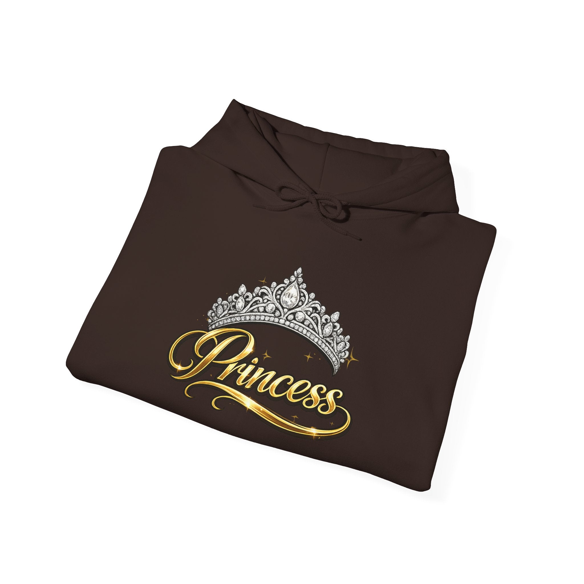 Princess Tiara Hoodie — Gold Script Crown Sweatshirt