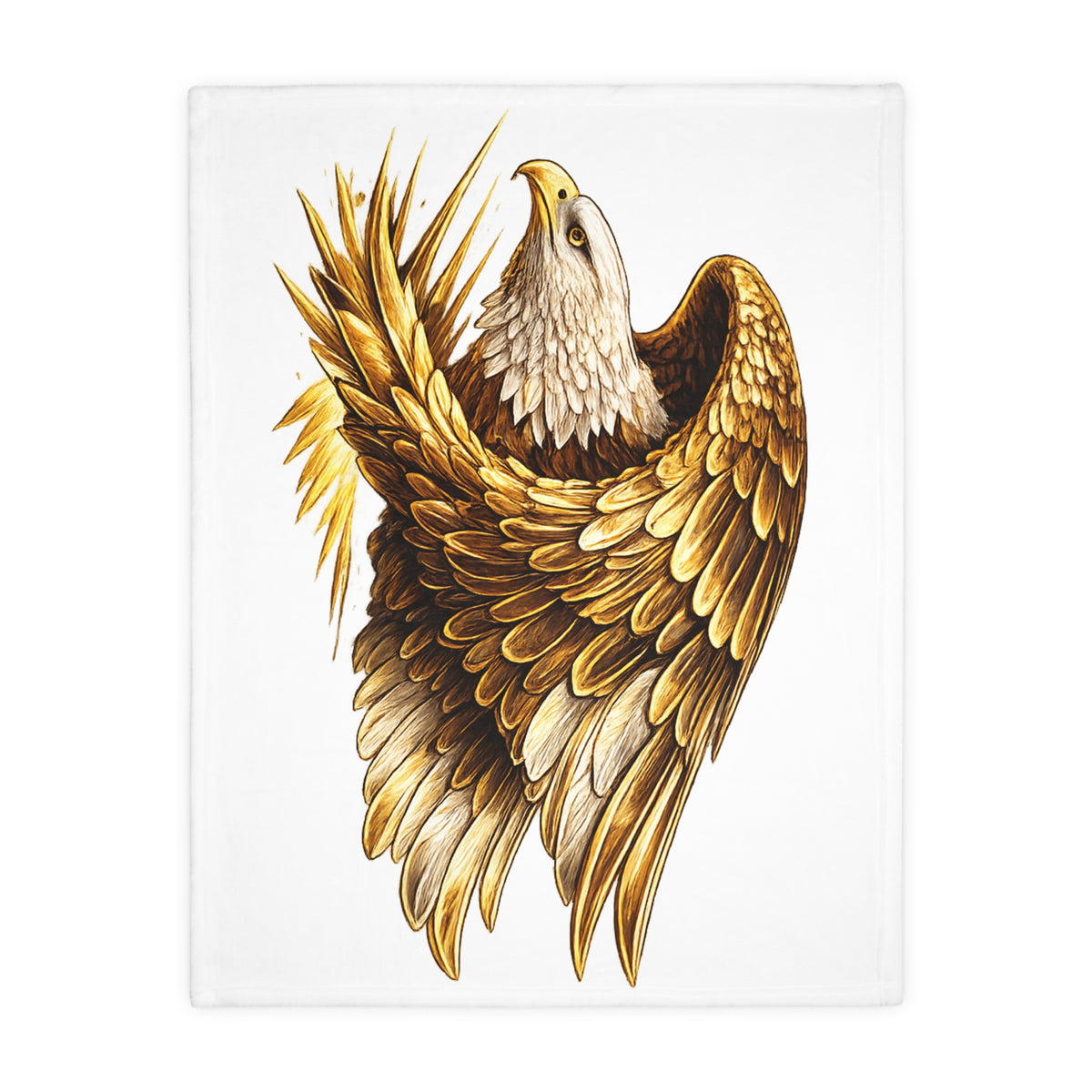 Golden Eagle Velveteen Throw Blanket — "Relentless" Two-Sided Microfiber
