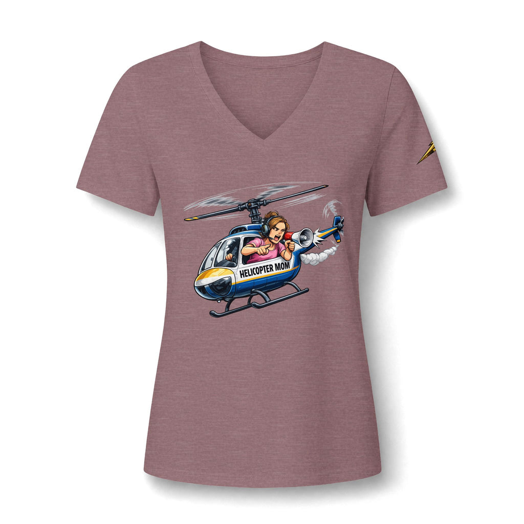 Women's V-Neck Tee — 'Helicopter Mom' Graphic Shirt