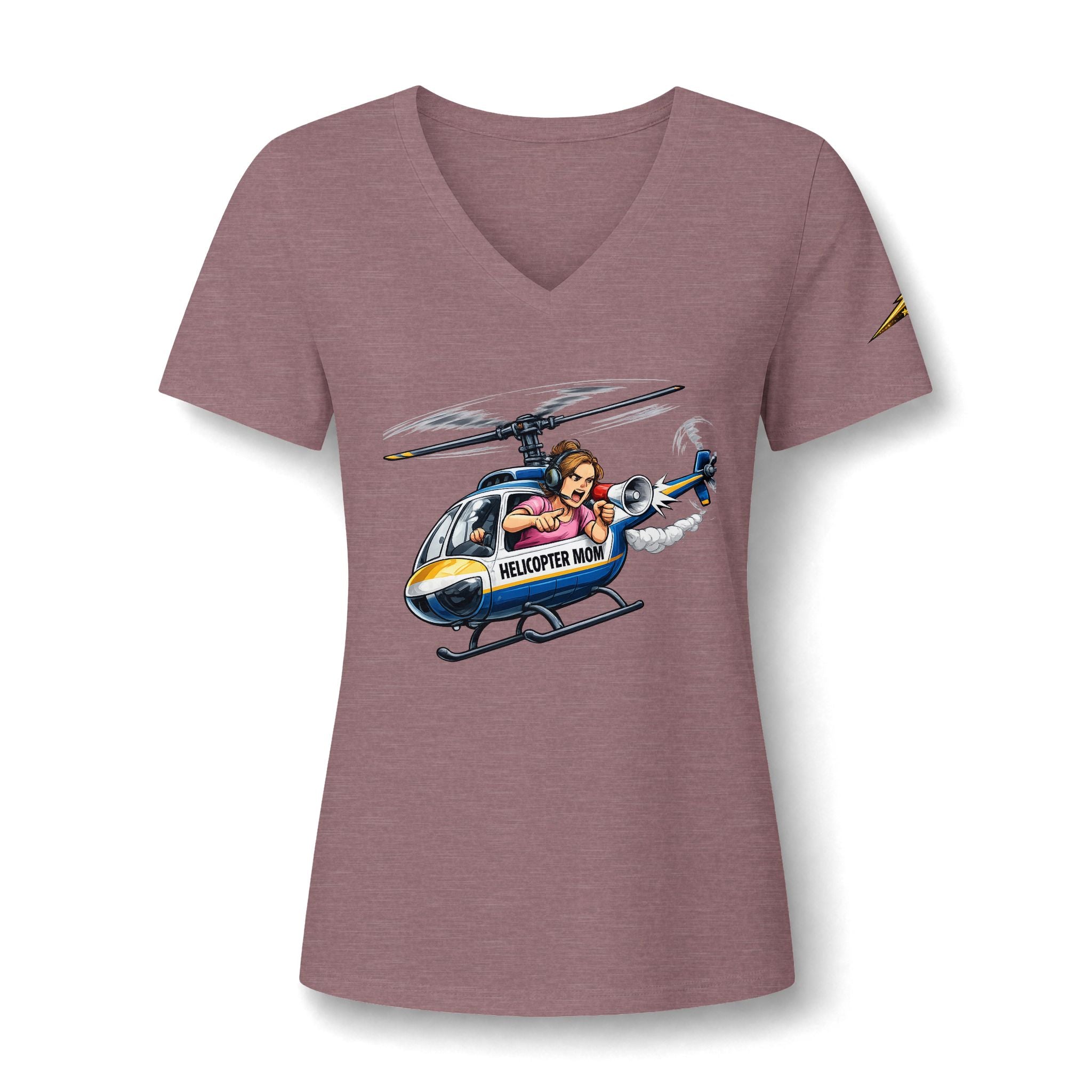 Women's V-Neck Tee — 'Helicopter Mom' Graphic Shirt