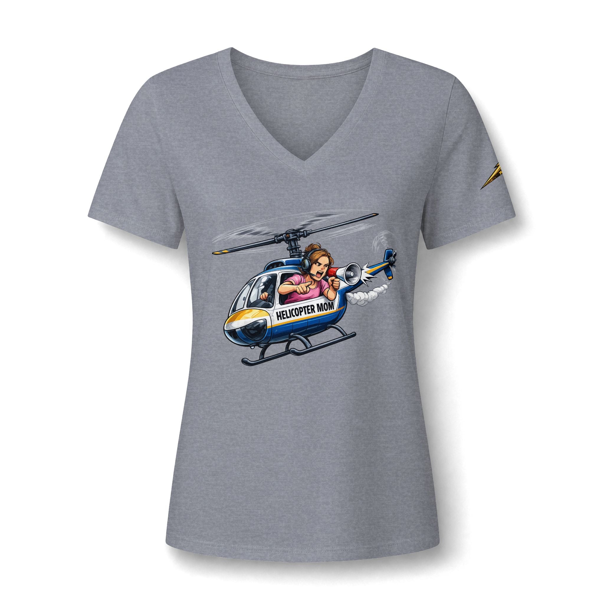 Women's V-Neck Tee — 'Helicopter Mom' Graphic Shirt