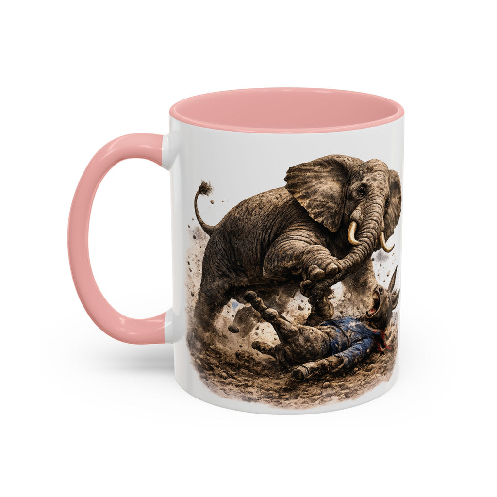 Elephant Charge Accent Coffee Mug — Dramatic Wildlife Illustration (11/15oz)