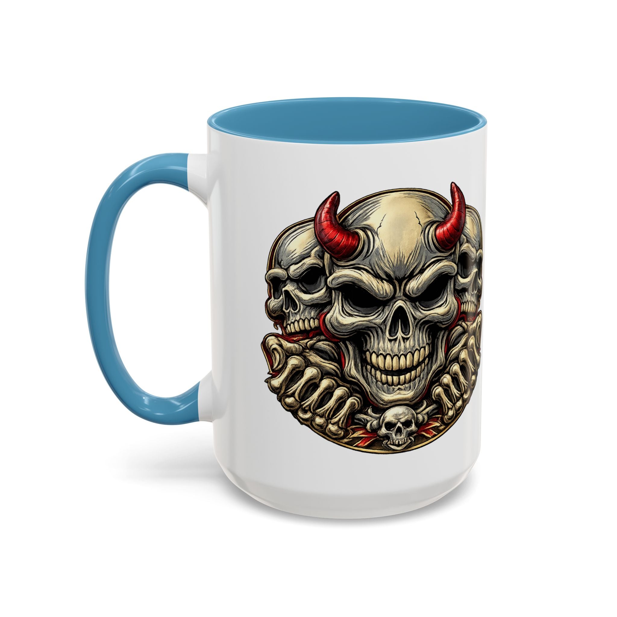Devil Skull Accent Coffee Mug – Gothic Demon Skull Design (11/15 oz)