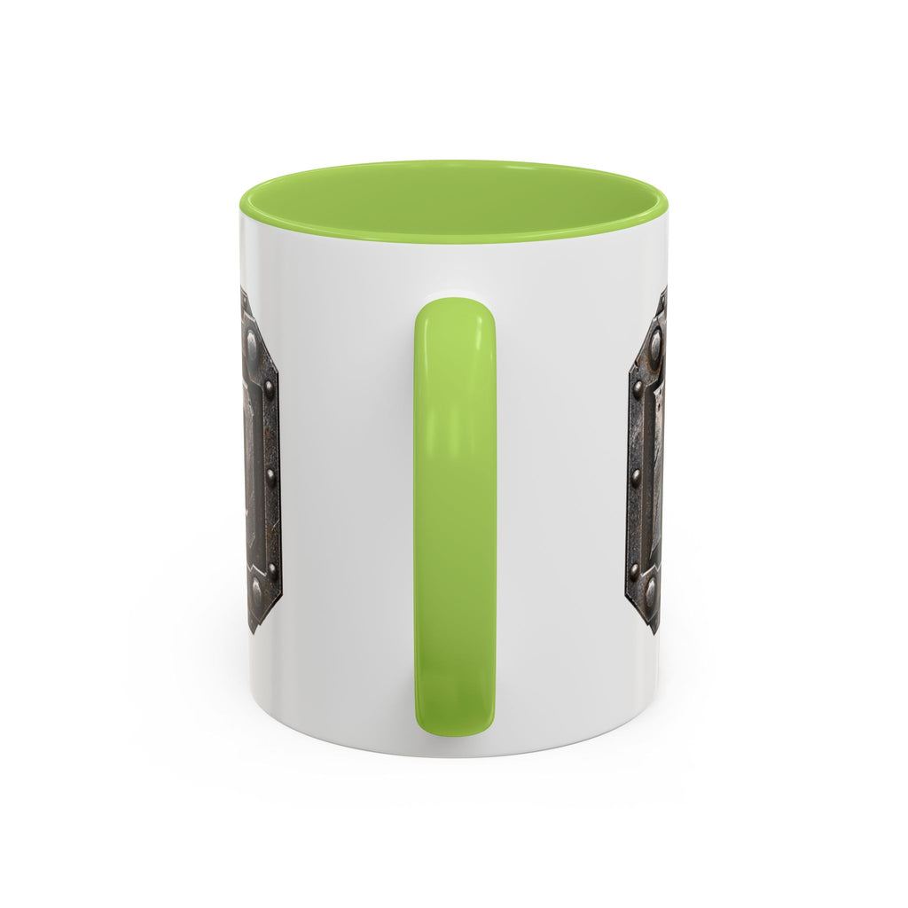 Metal Shield Coffee Mug — 'Iron Clad' Rustic Industrial Accent Mug