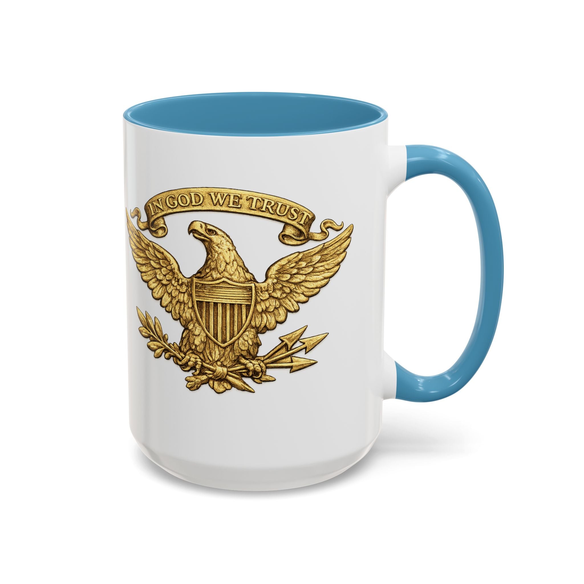 Gold Eagle 'In God We Trust' Accent Coffee Mug — Patriotic 11/15oz