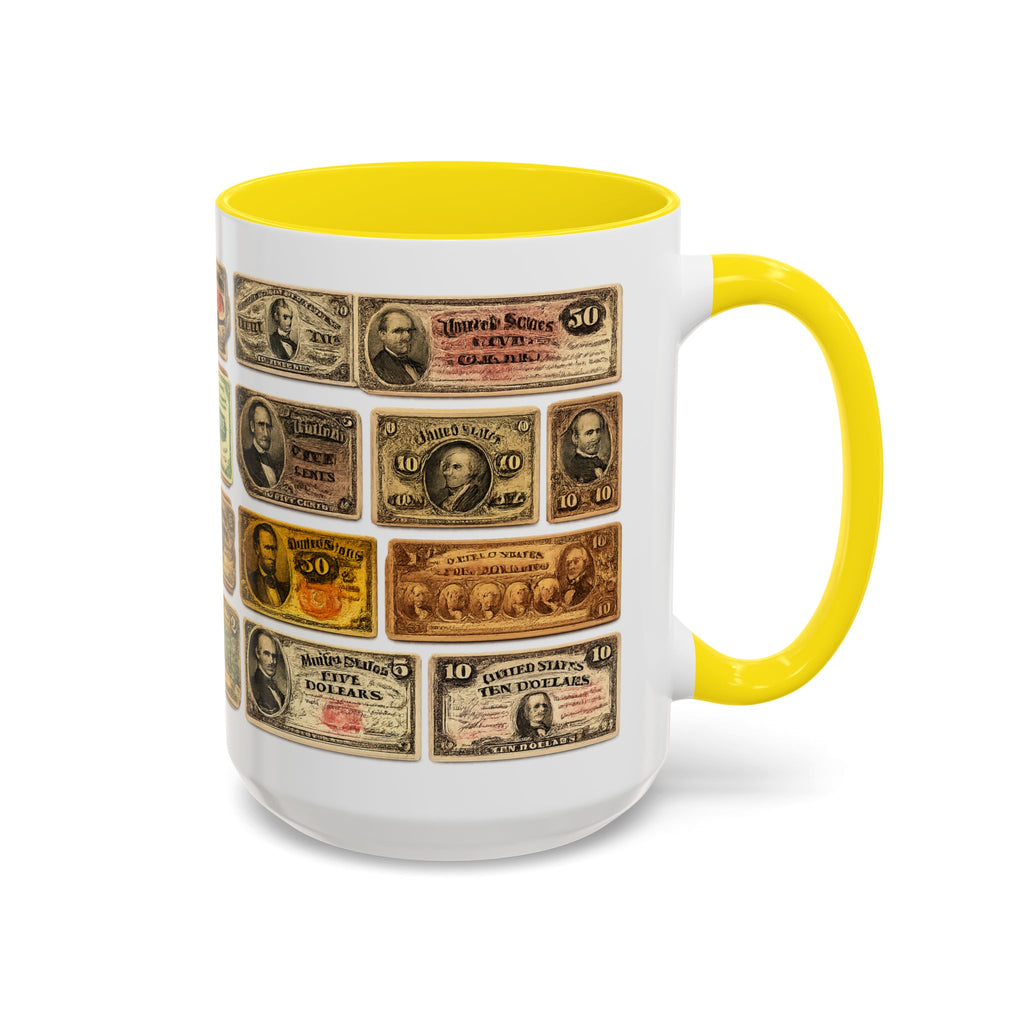 Vintage US Fractional Currency Coffee Mug – Retro Banknote Accent Mug (11/15 oz)