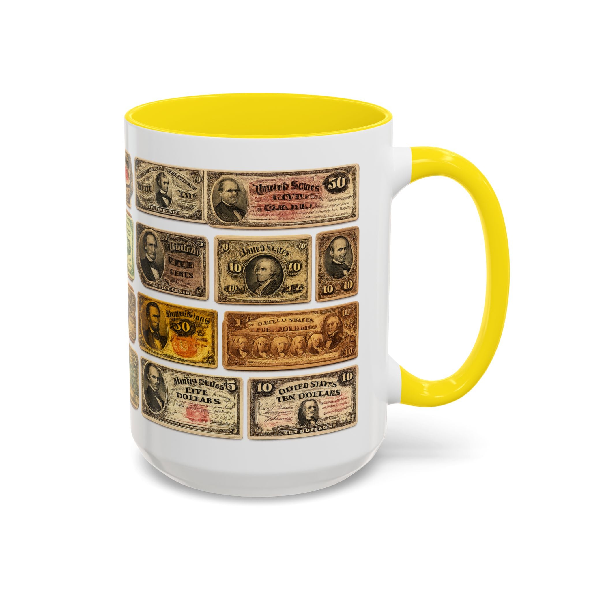 Vintage US Fractional Currency Coffee Mug – Retro Banknote Accent Mug (11/15 oz)