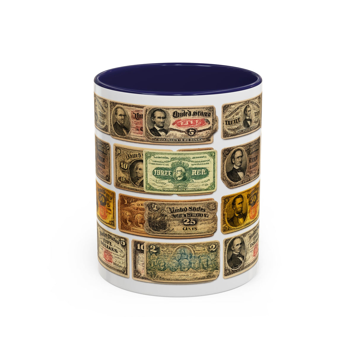 Vintage US Fractional Currency Coffee Mug – Retro Banknote Accent Mug (11/15 oz)