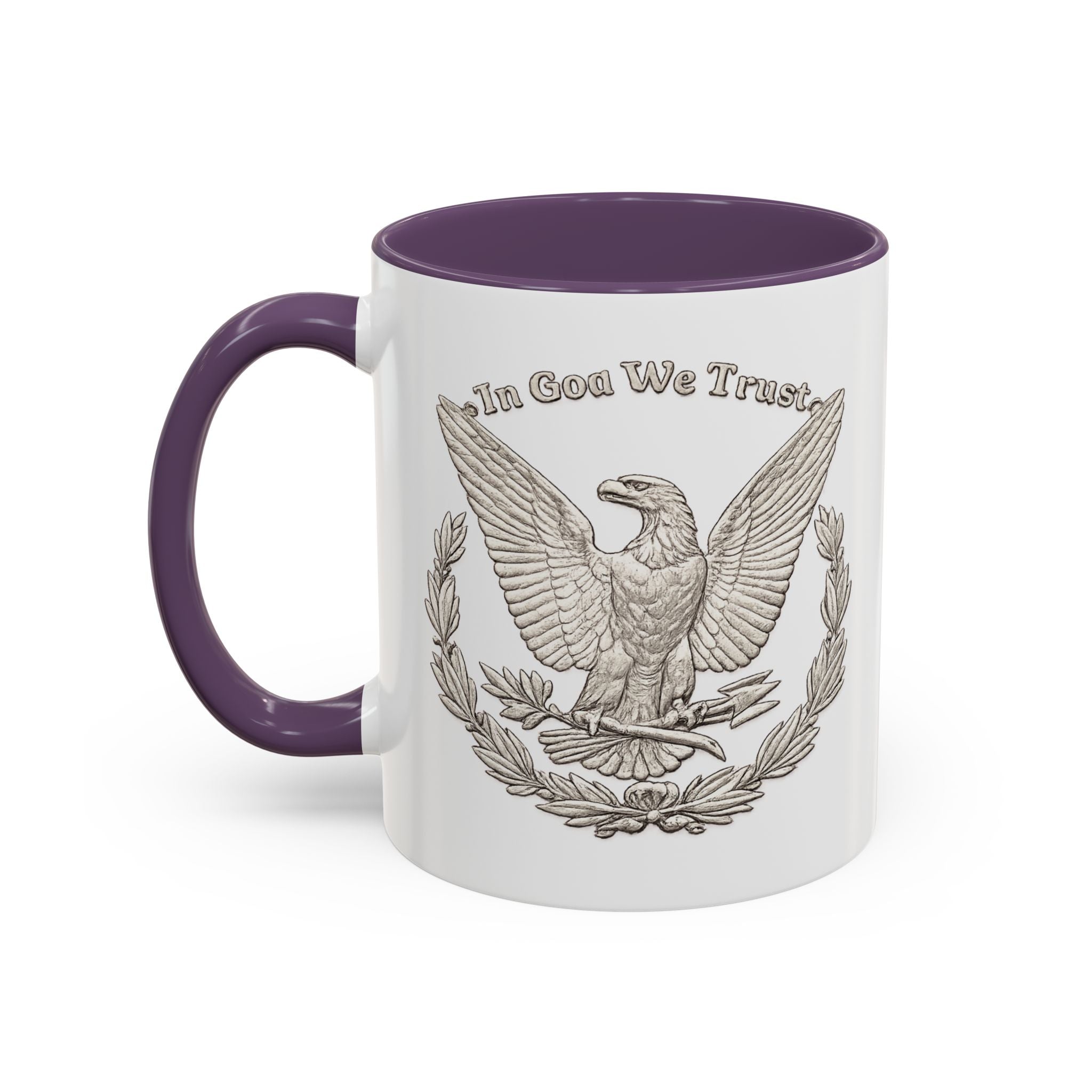 Eagle Emblem Coffee Mug — "In God We Trust" Accent Ceramic Mug (11/15oz)