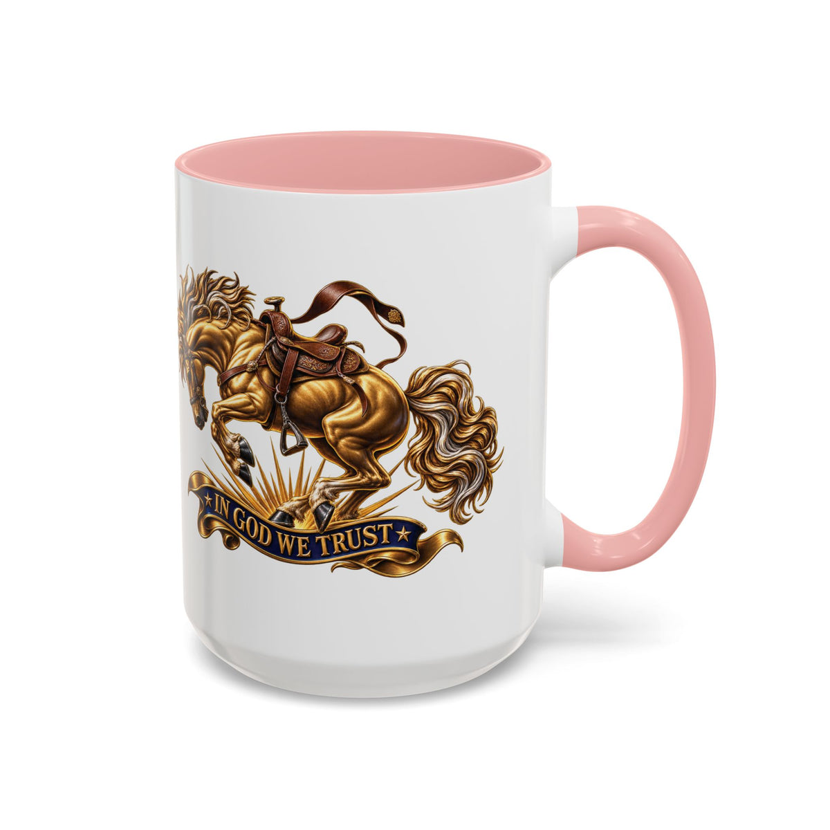 In God We Trust Golden Horse Accent Coffee Mug