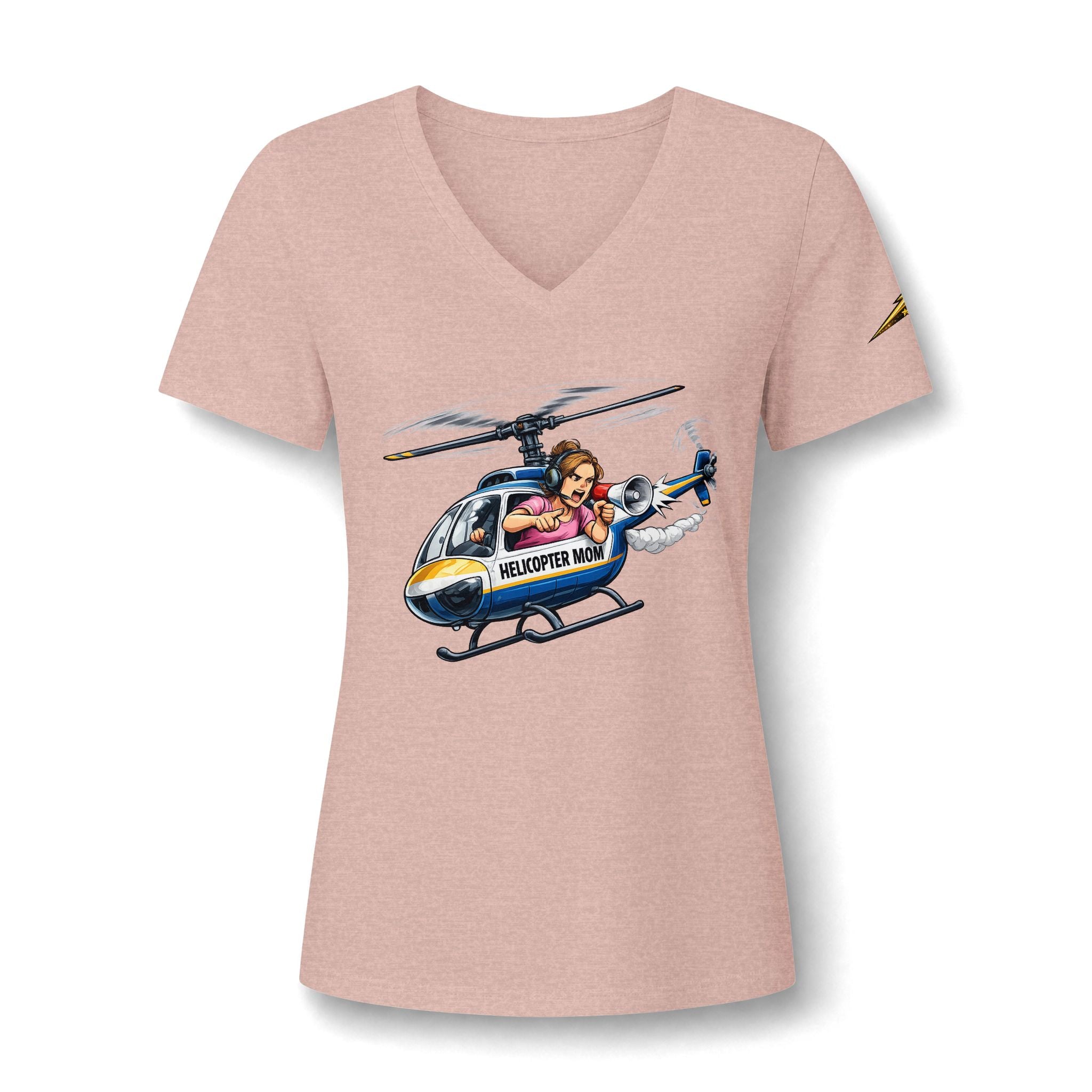 Women's V-Neck Tee — 'Helicopter Mom' Graphic Shirt