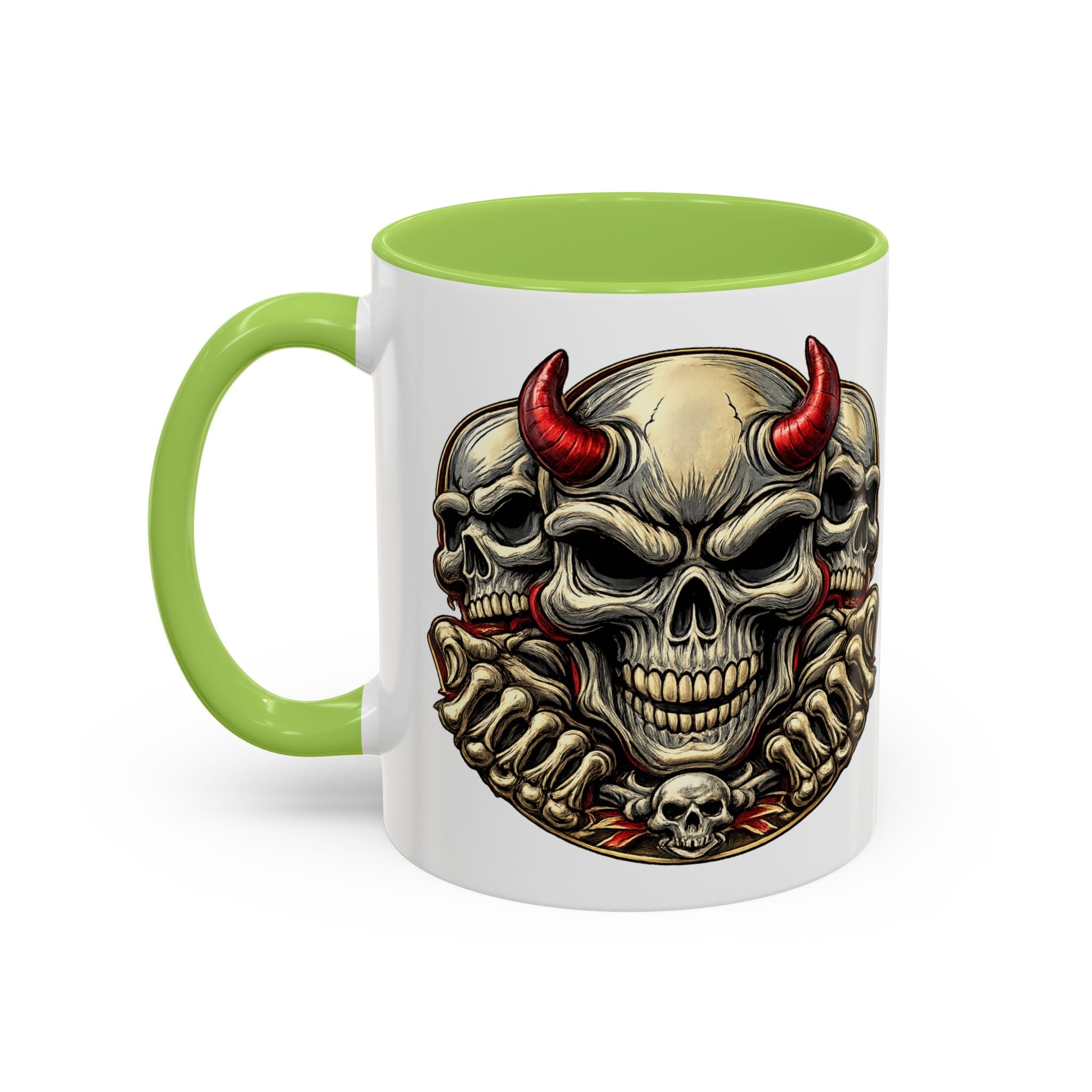 Devil Skull Accent Coffee Mug – Gothic Demon Skull Design (11/15 oz)