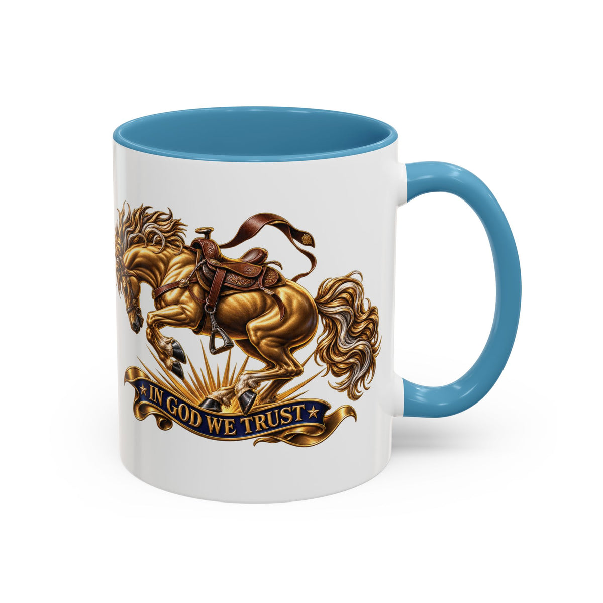 In God We Trust Golden Horse Accent Coffee Mug