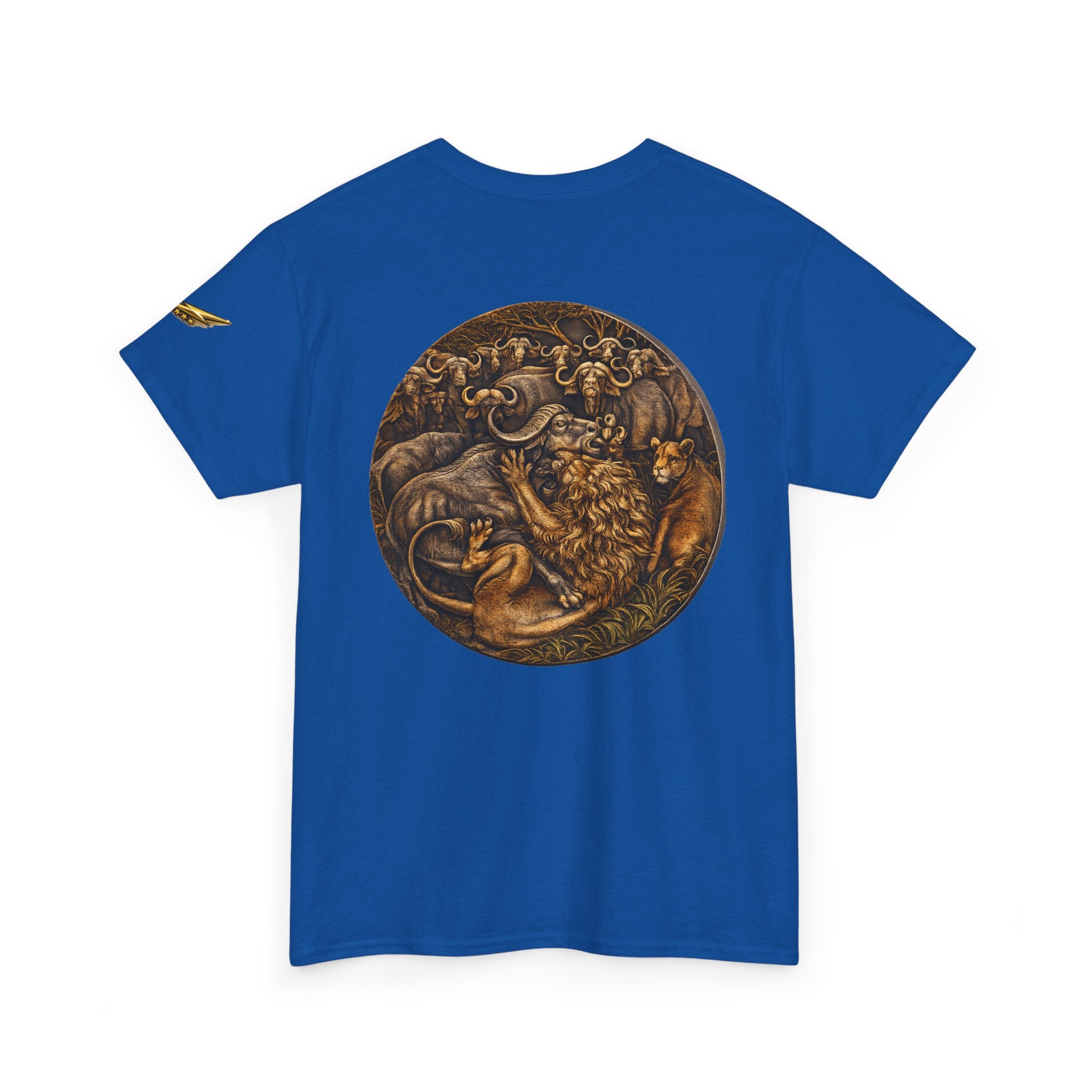 Mythic Animal Medallion Tee — Vintage Bronze Fantasy Backprint T-Shirt
