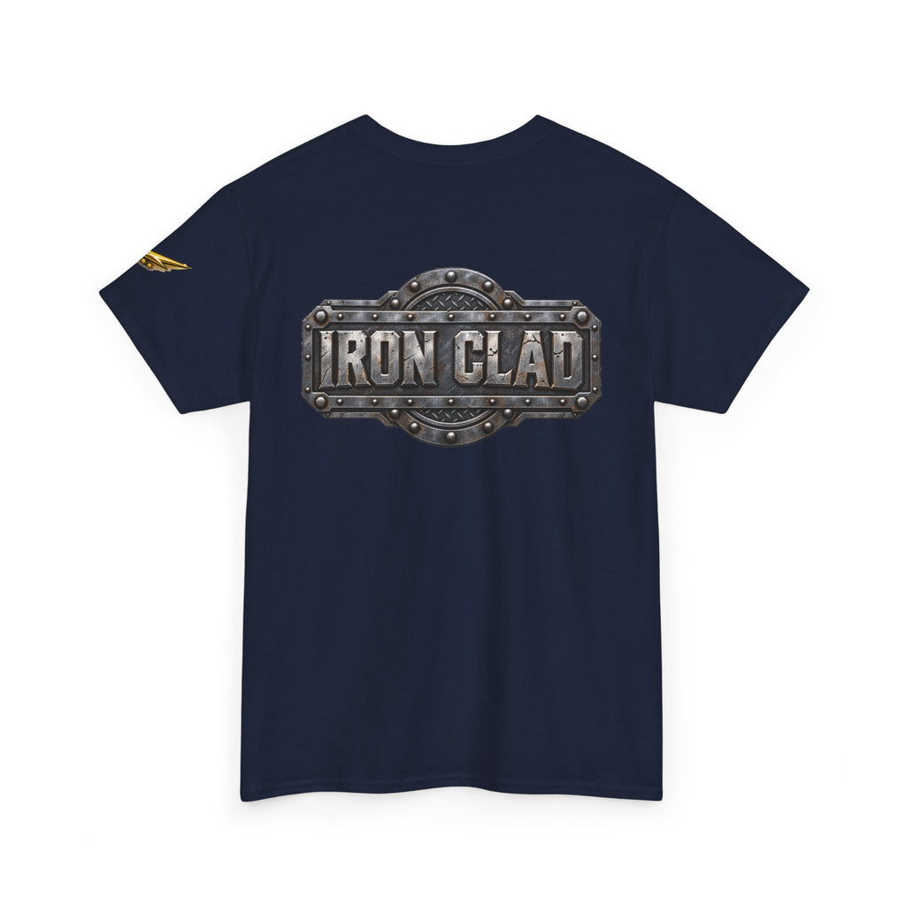 T-Shirt — "Iron Clad" Industrial Metal Logo Tee
