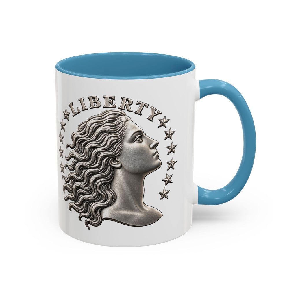 Liberty Coin Accent Coffee Mug — Vintage Lady Head Design (11/15 oz)