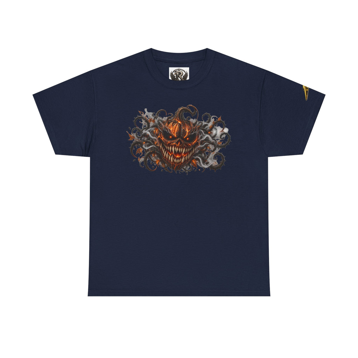 Graphic Tee — Fiery Pumpkin Demon Design (Halloween Horror Shirt)