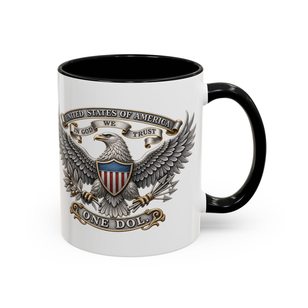 Eagle Shield Accent Coffee Mug — Patriotic "In God We Trust" Design