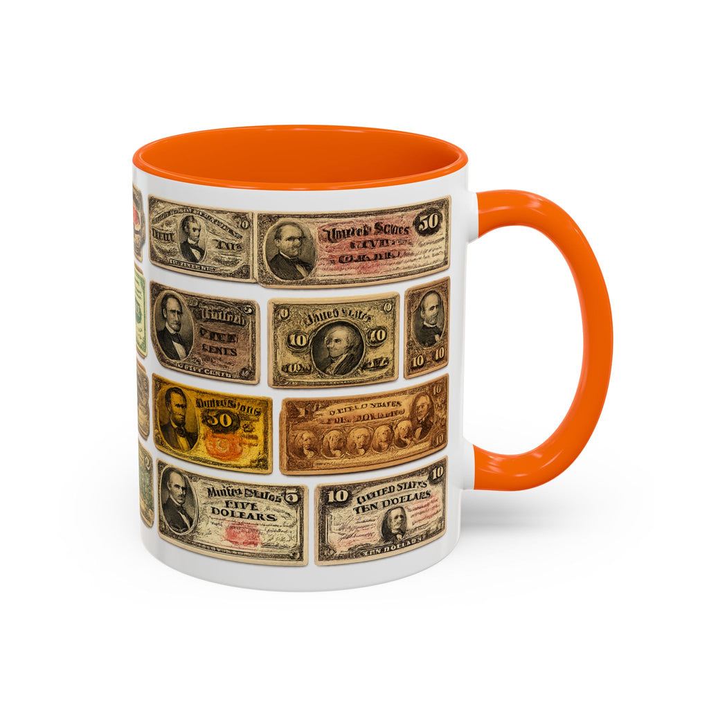Vintage US Fractional Currency Coffee Mug – Retro Banknote Accent Mug (11/15 oz)