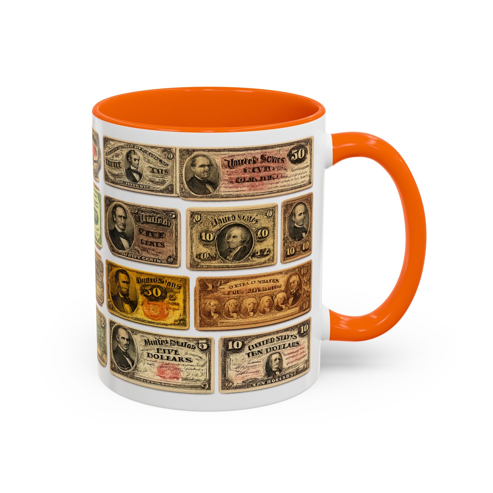 Vintage US Fractional Currency Coffee Mug – Retro Banknote Accent Mug (11/15 oz)