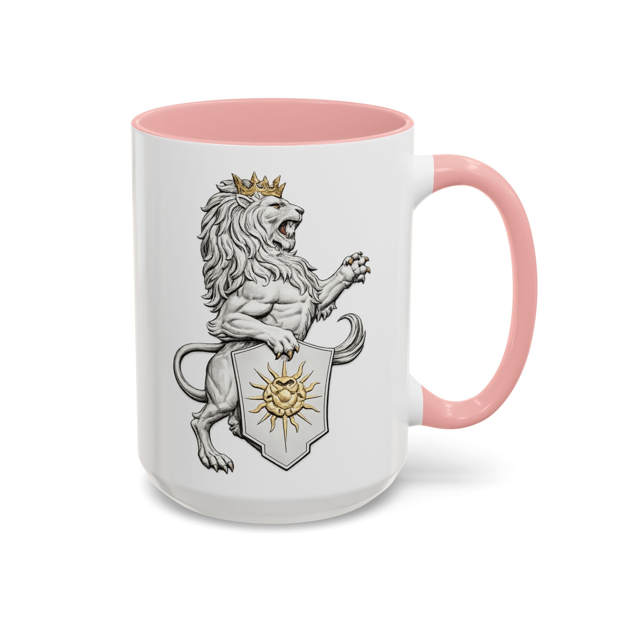 Royal Lion Crest Coffee Mug — Heraldic Crowned Lion Design (11/15oz)
