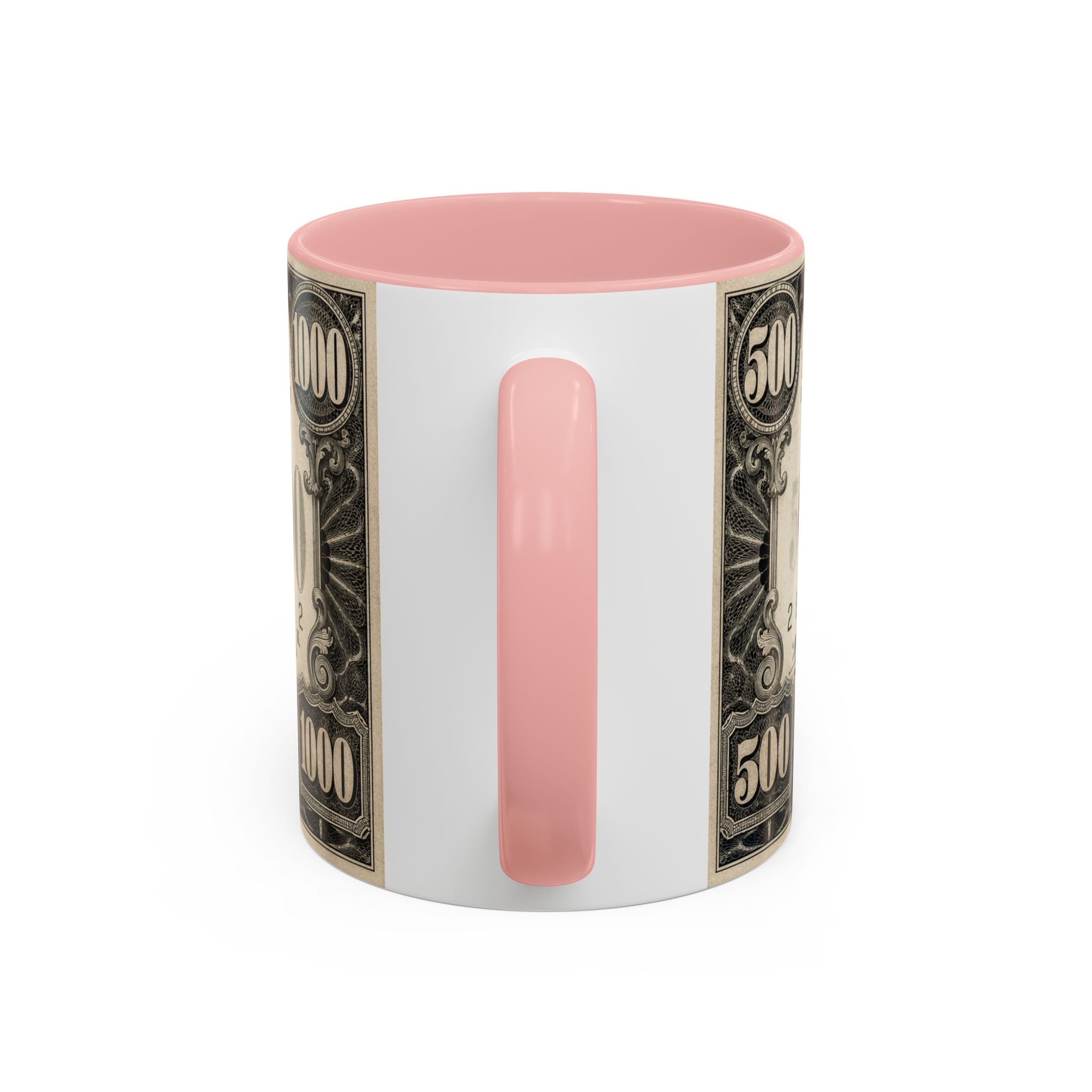 Money Print Coffee Mug — Vintage 1000 & 500 Note Accent Mug