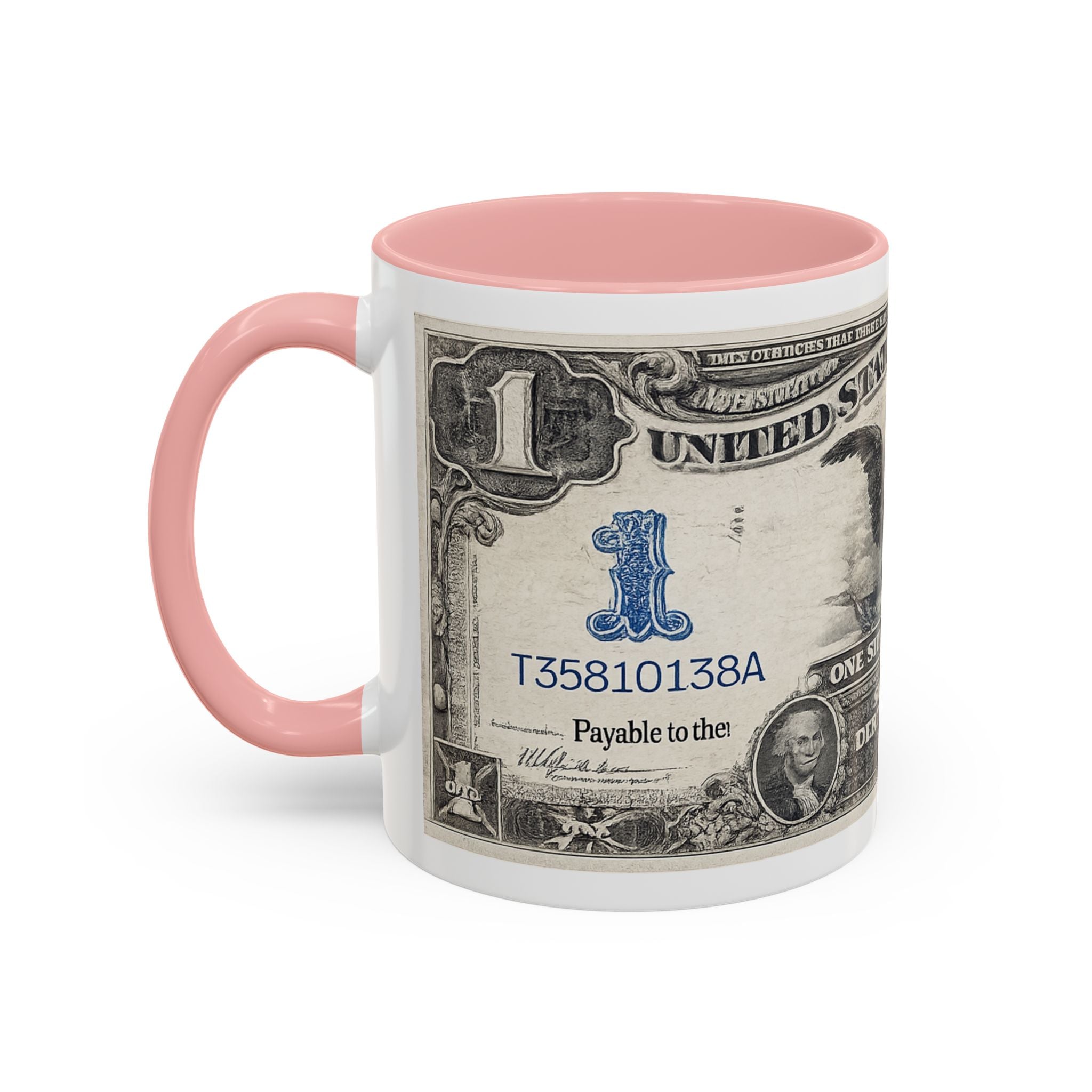 Dollar Bill Accent Coffee Mug — Vintage US Currency Design (11/15oz)