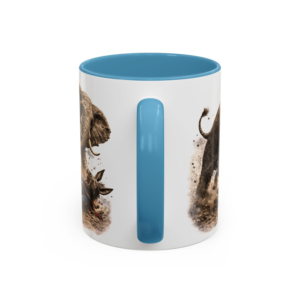 Elephant Charge Accent Coffee Mug — Dramatic Wildlife Illustration (11/15oz)