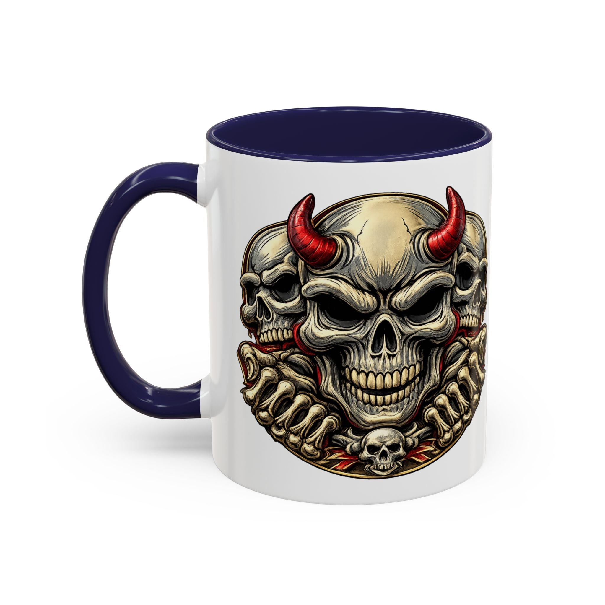 Devil Skull Accent Coffee Mug – Gothic Demon Skull Design (11/15 oz)
