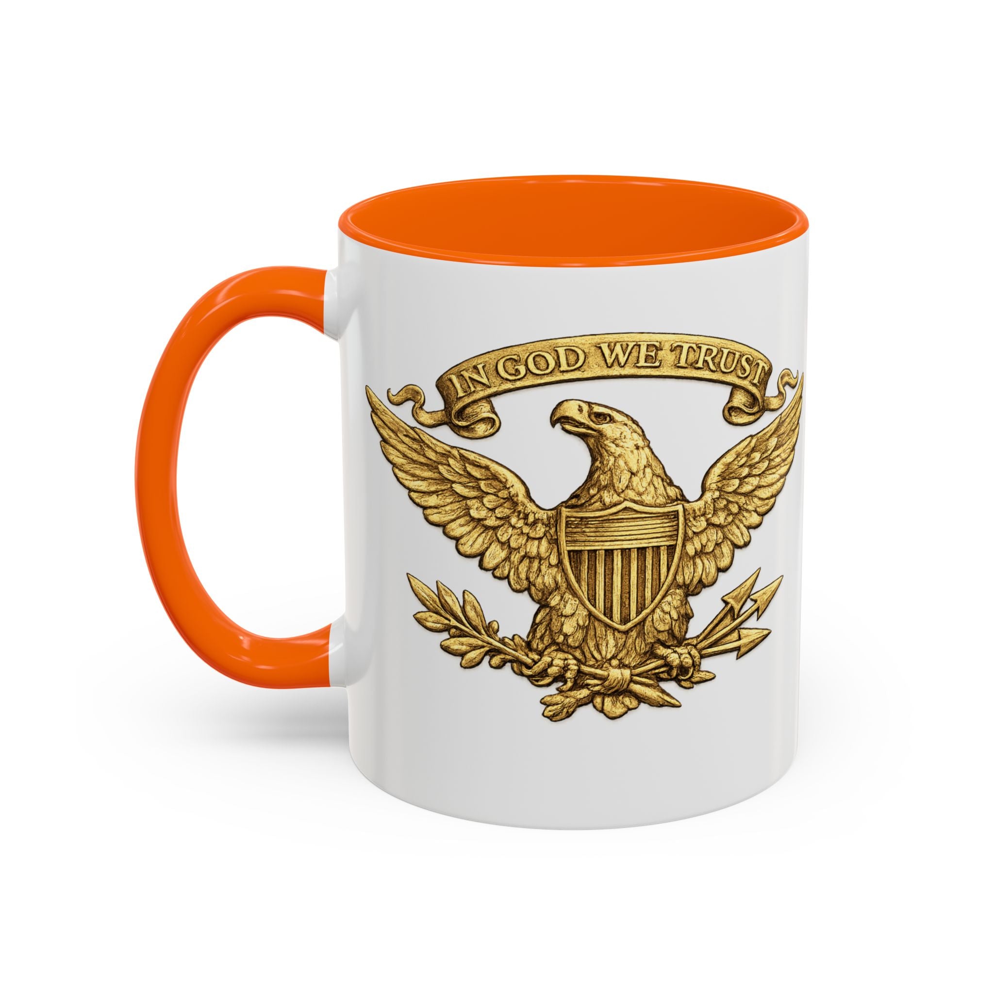 Gold Eagle 'In God We Trust' Accent Coffee Mug — Patriotic 11/15oz
