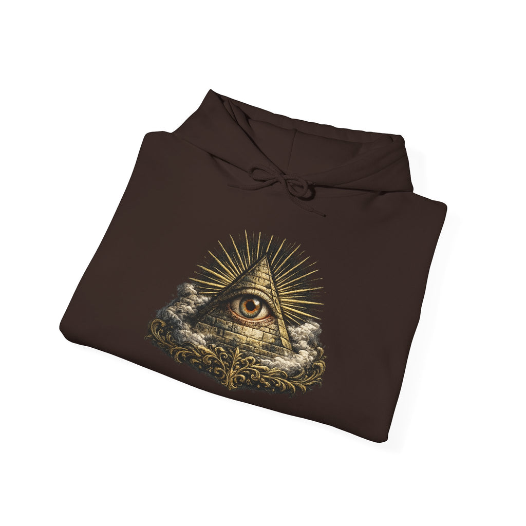 All-Seeing Eye Hoodie — Vintage Pyramid Symbol Graphic Sweatshirt