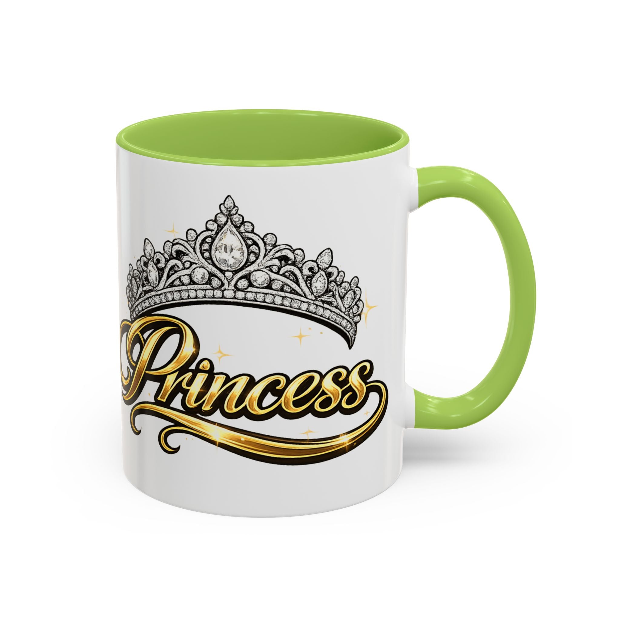 Princess Crown Accent Coffee Mug — Gold Script 11/15oz