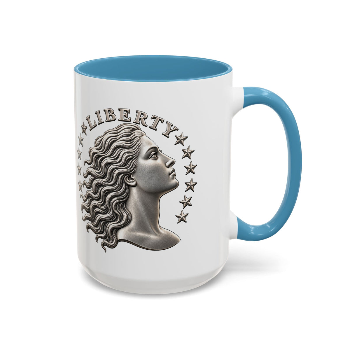 Liberty Coin Accent Coffee Mug — Vintage Lady Head Design (11/15 oz)