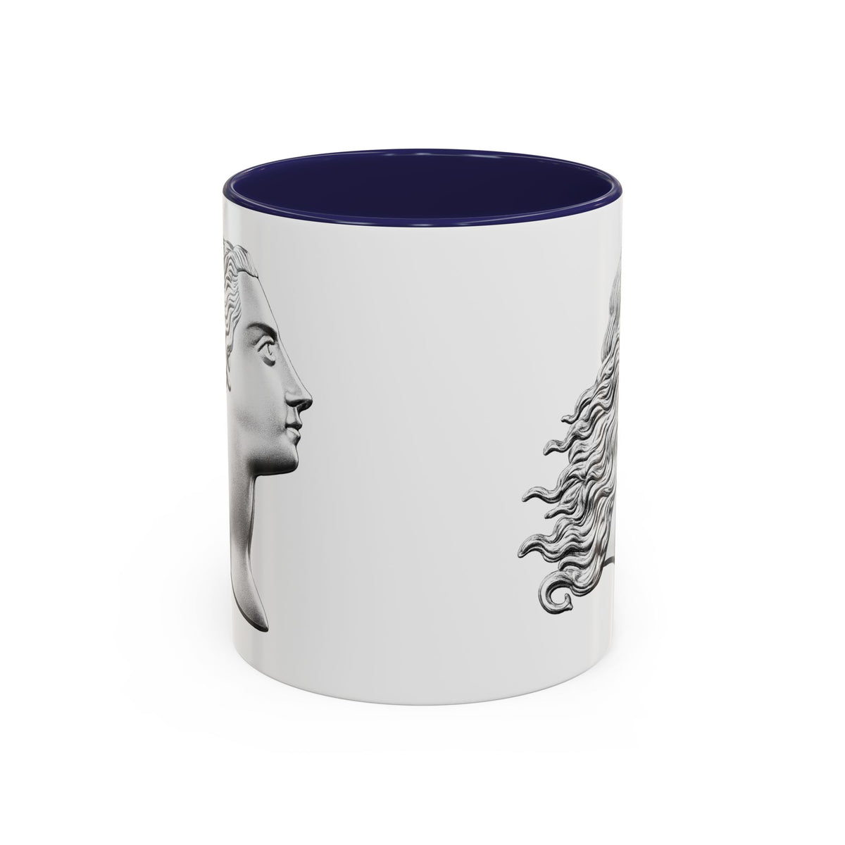 Classical Profile Accent Coffee Mug — Greek Goddess Bust Design (11/15oz)