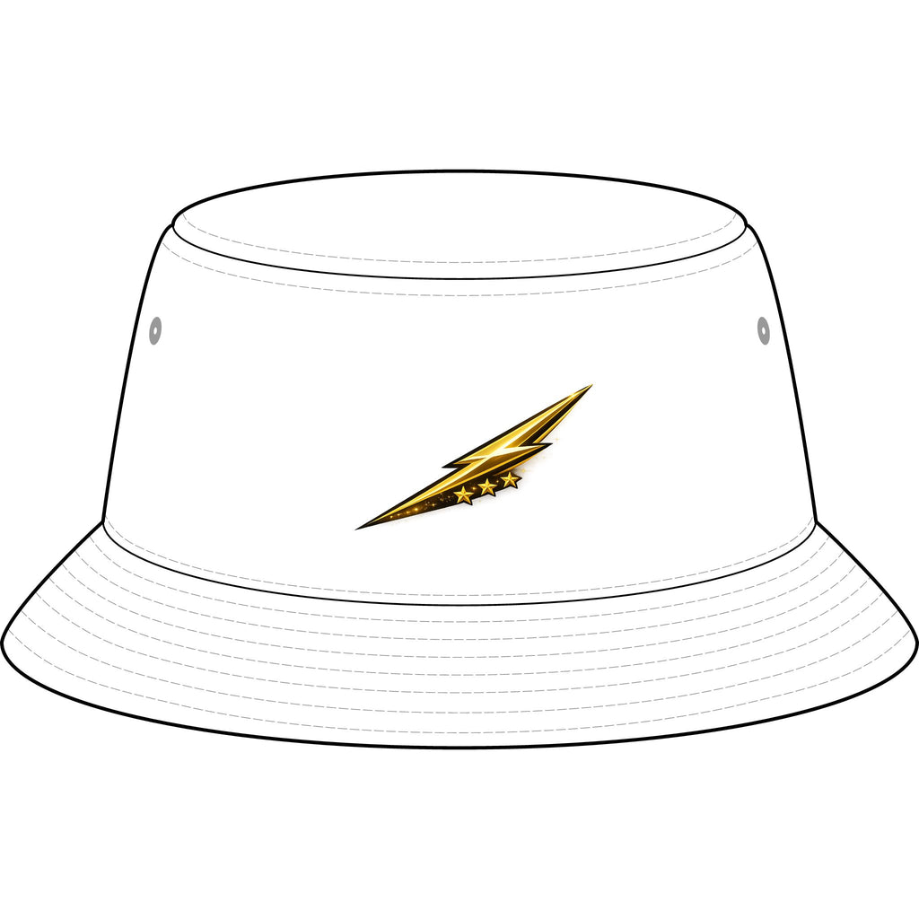 Bucket Hat — Retro Devil "It Wasn't Me" & Gold Lightning Embroidered Bucket Hat