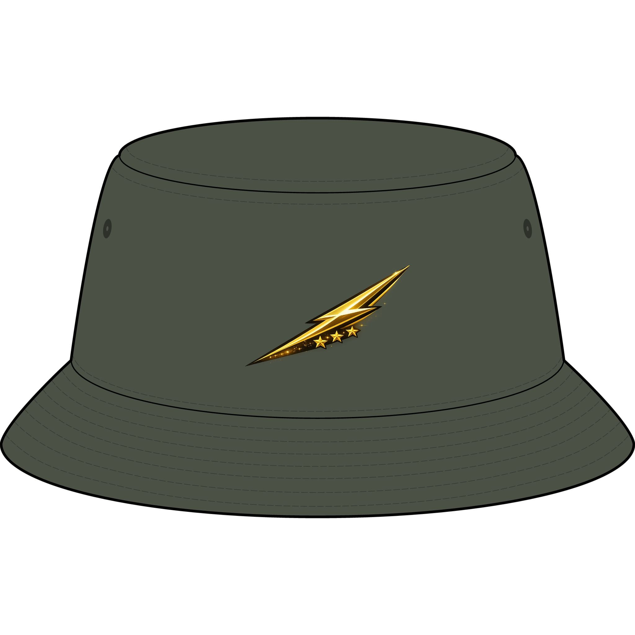 Bucket Hat — Retro Devil "It Wasn't Me" & Gold Lightning Embroidered Bucket Hat