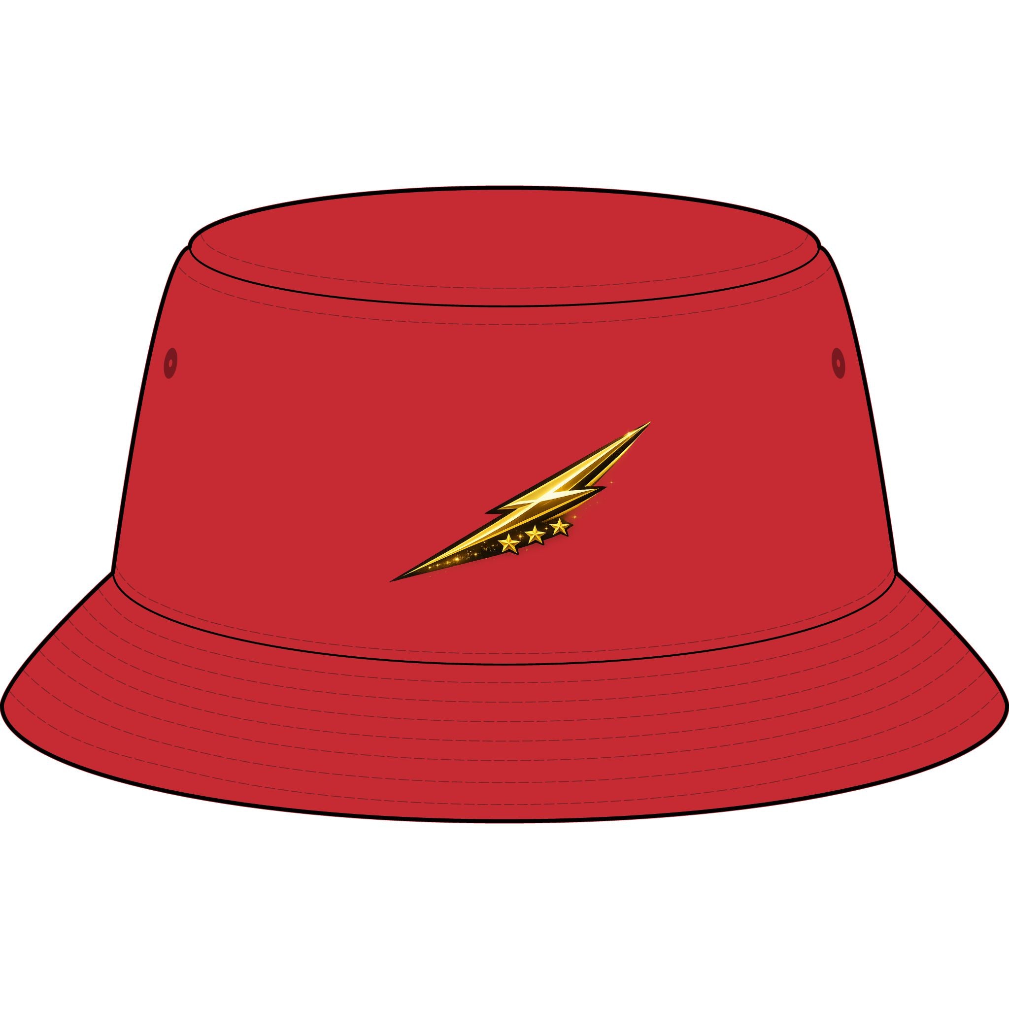 Bucket Hat — Retro Devil "It Wasn't Me" & Gold Lightning Embroidered Bucket Hat