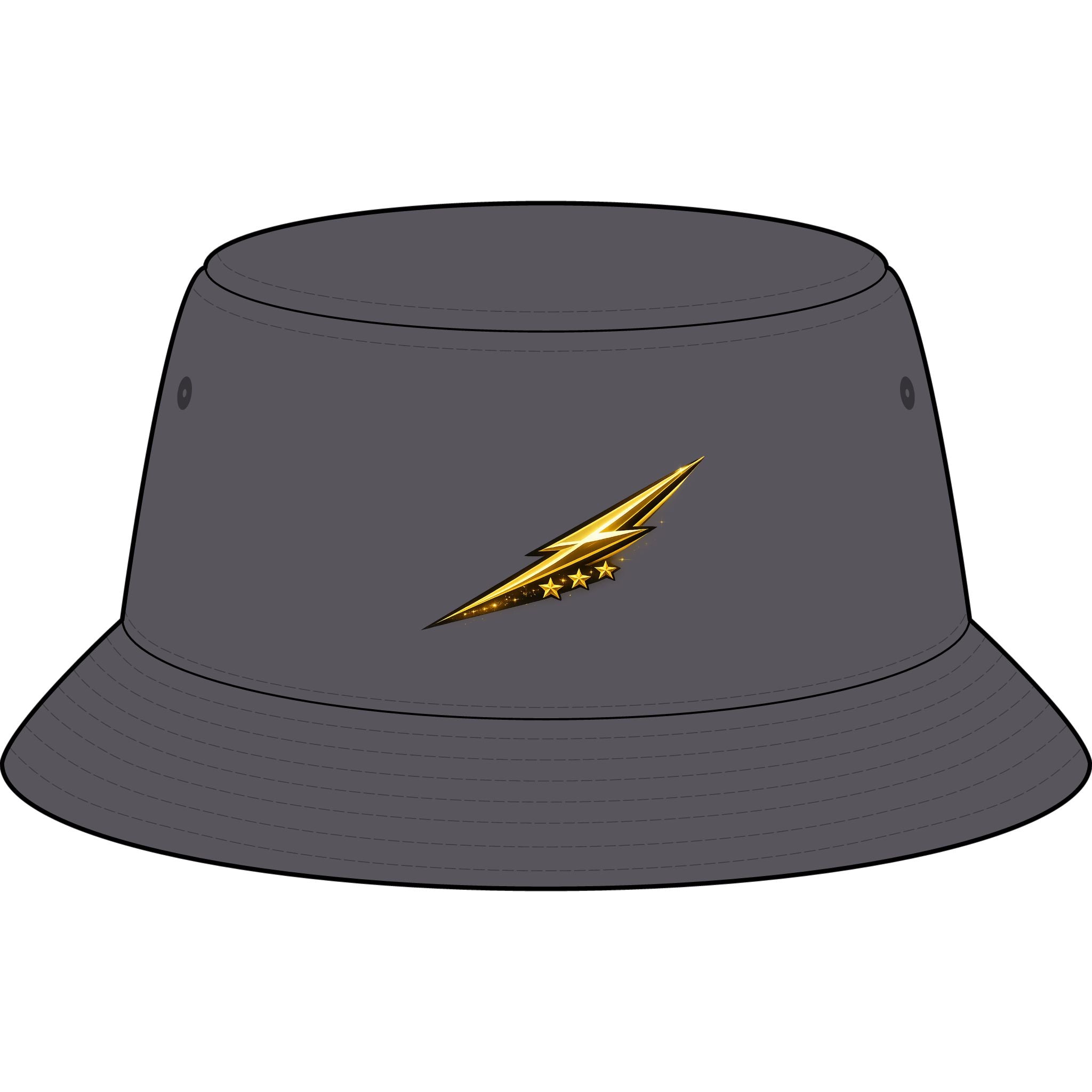 Bucket Hat — Retro Devil "It Wasn't Me" & Gold Lightning Embroidered Bucket Hat