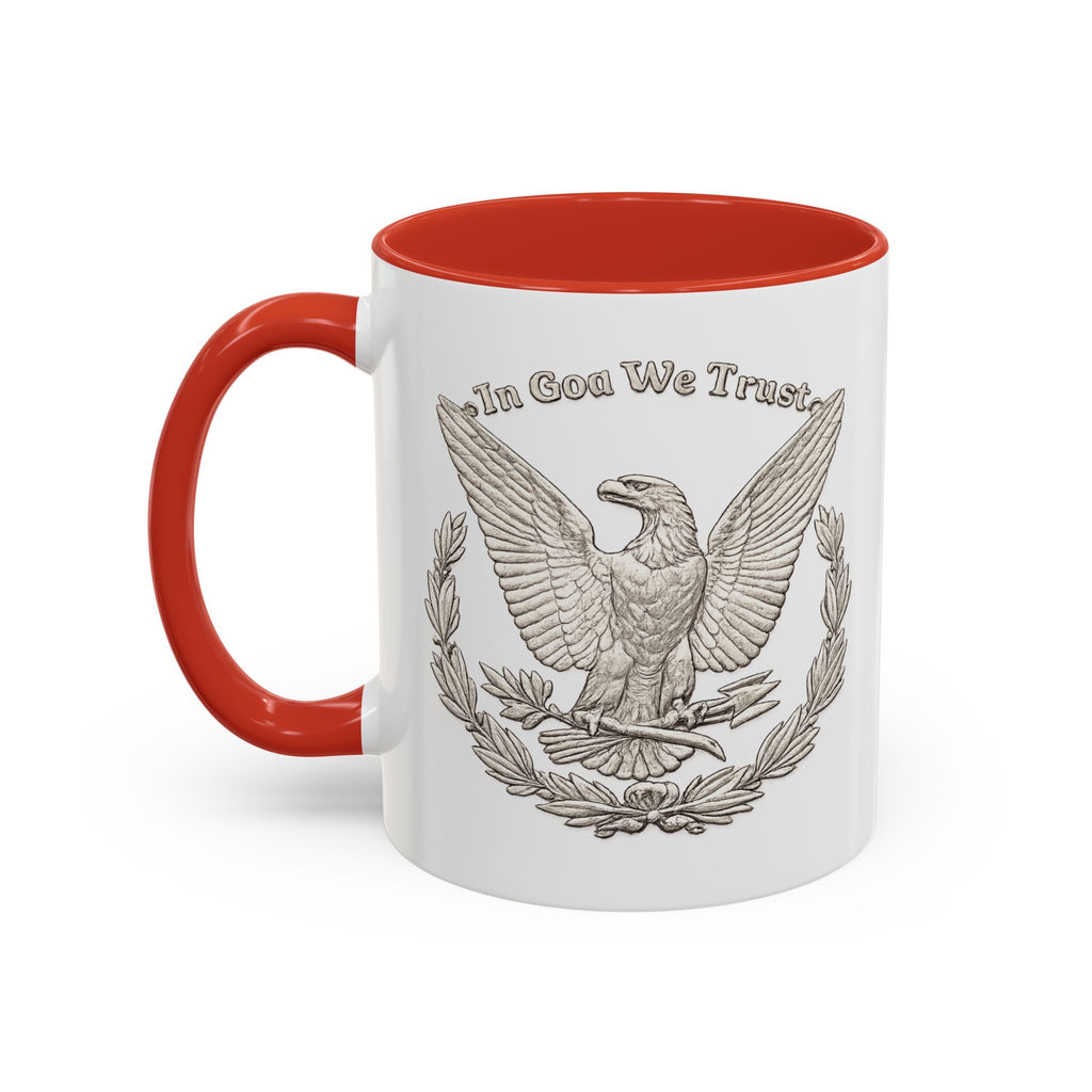 Eagle Emblem Coffee Mug — "In God We Trust" Accent Ceramic Mug (11/15oz)