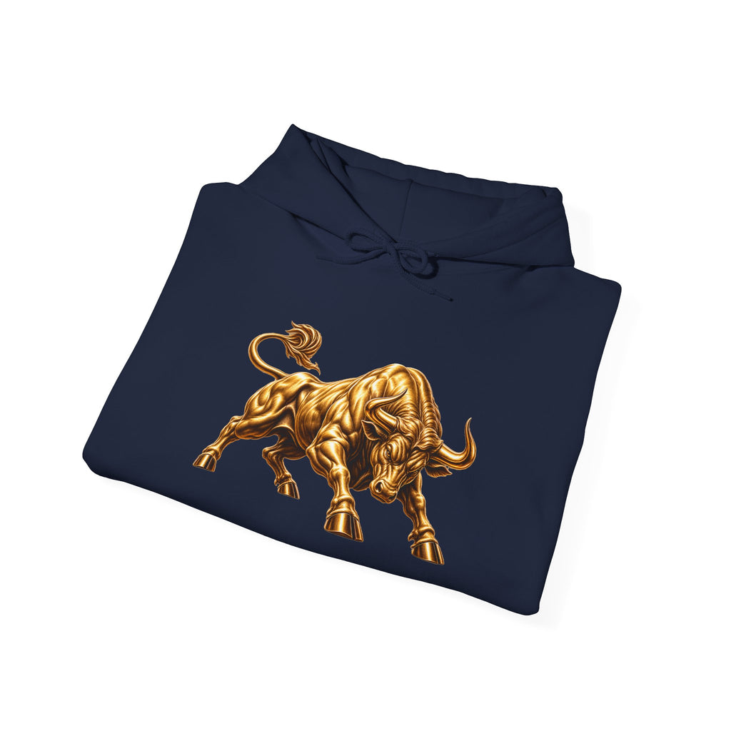 Gold Bull Hoodie — Metallic Charging Bull Graphic Hoody