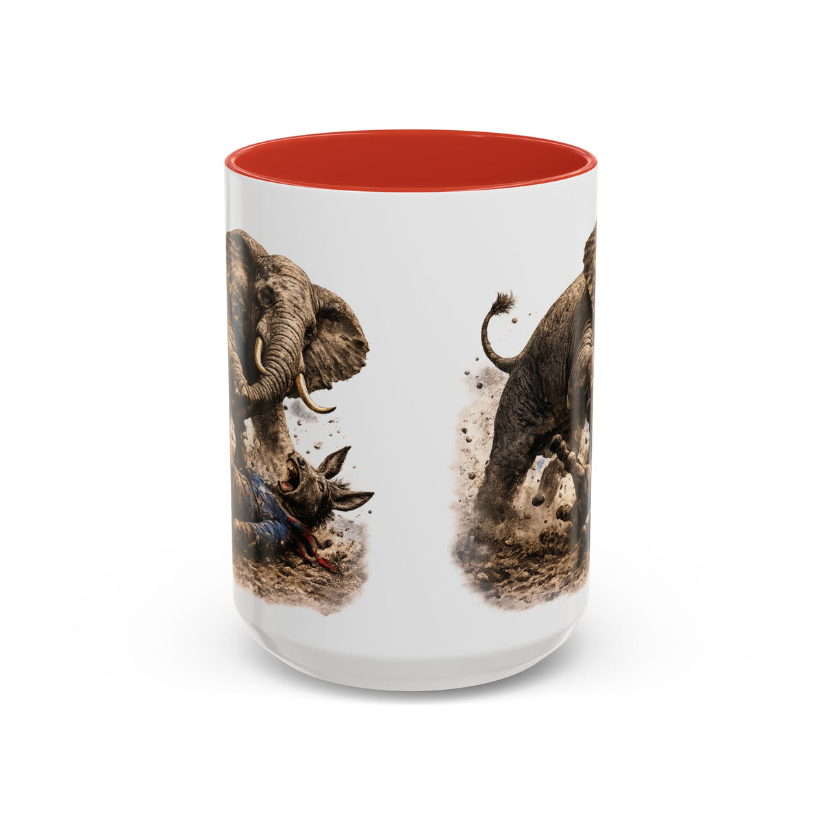 Elephant Charge Accent Coffee Mug — Dramatic Wildlife Illustration (11/15oz)