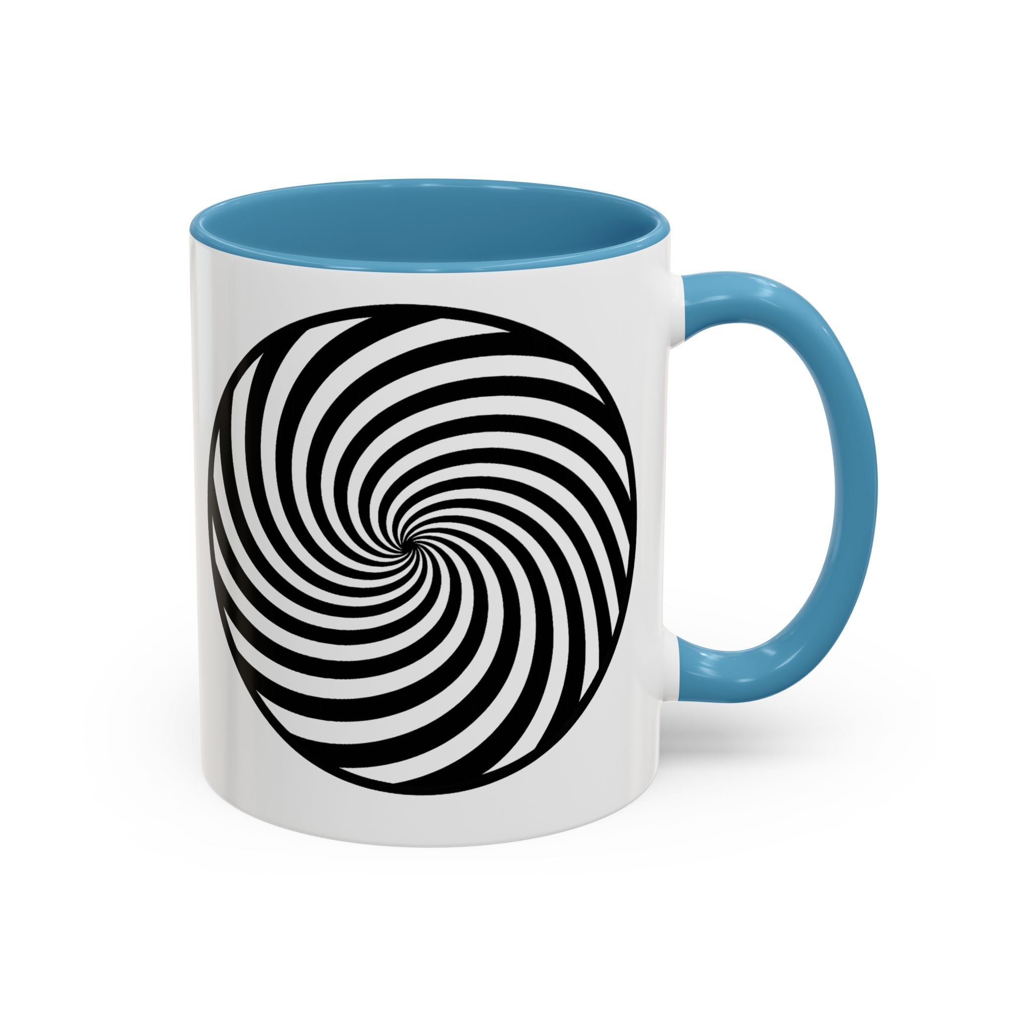 Hypnotic Swirl Accent Mug — Black & White Spiral Coffee Cup (11/15oz)