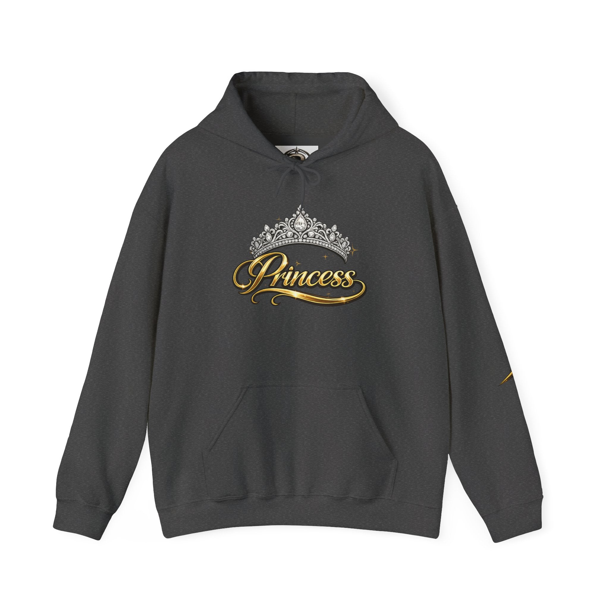 Princess Tiara Hoodie — Gold Script Crown Sweatshirt