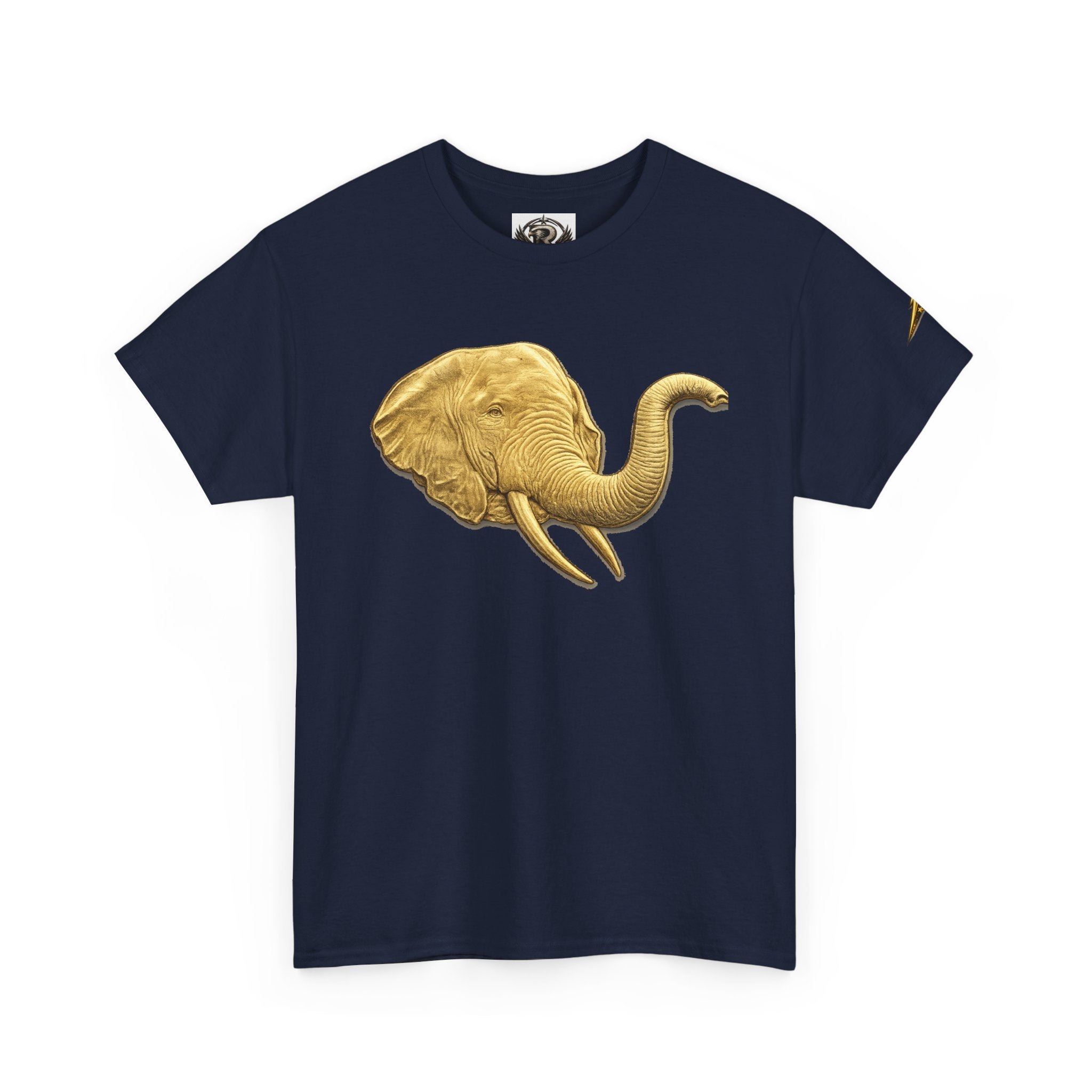 Gold Elephant Head Tee — Vintage Animal Graphic T-Shirt