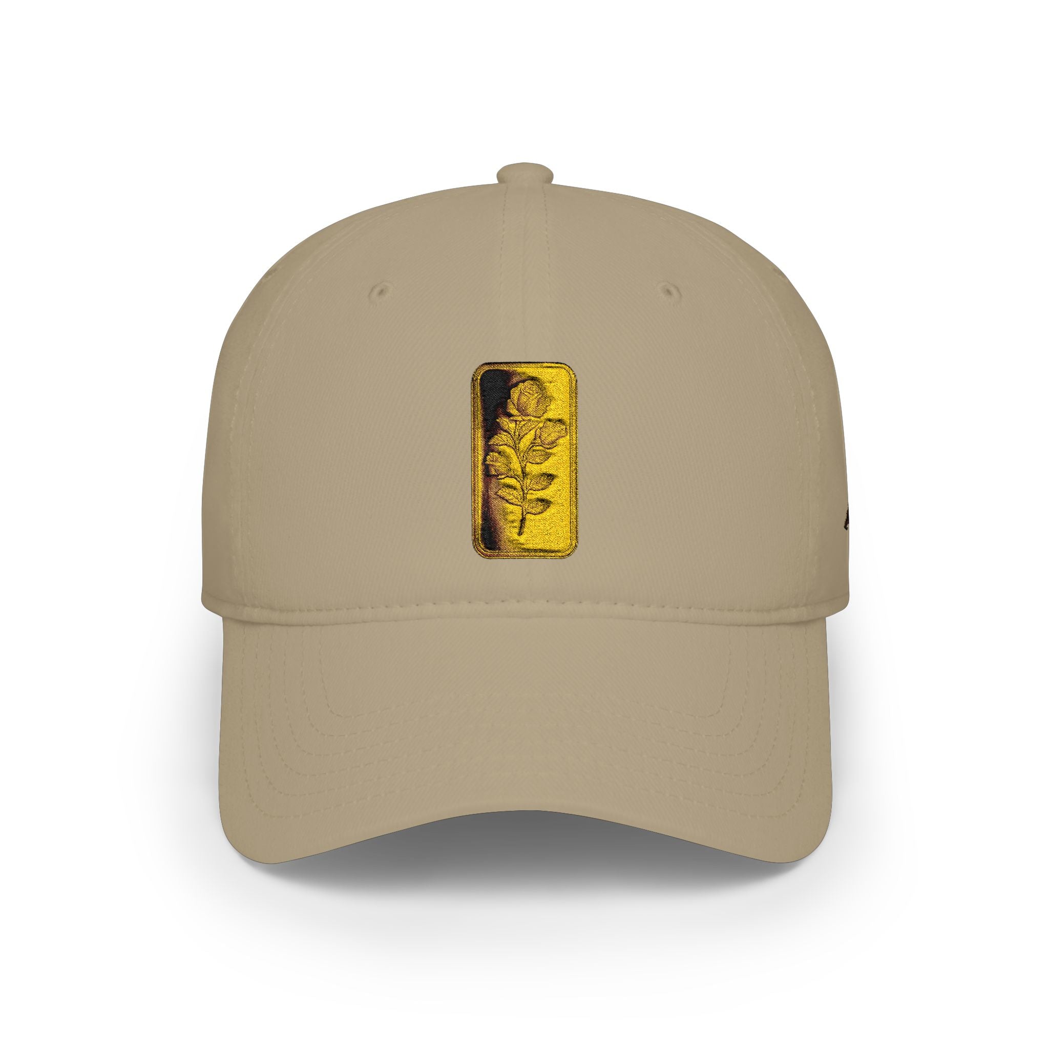 Low Profile Cap with Gold Embroidered Rosa Patch
