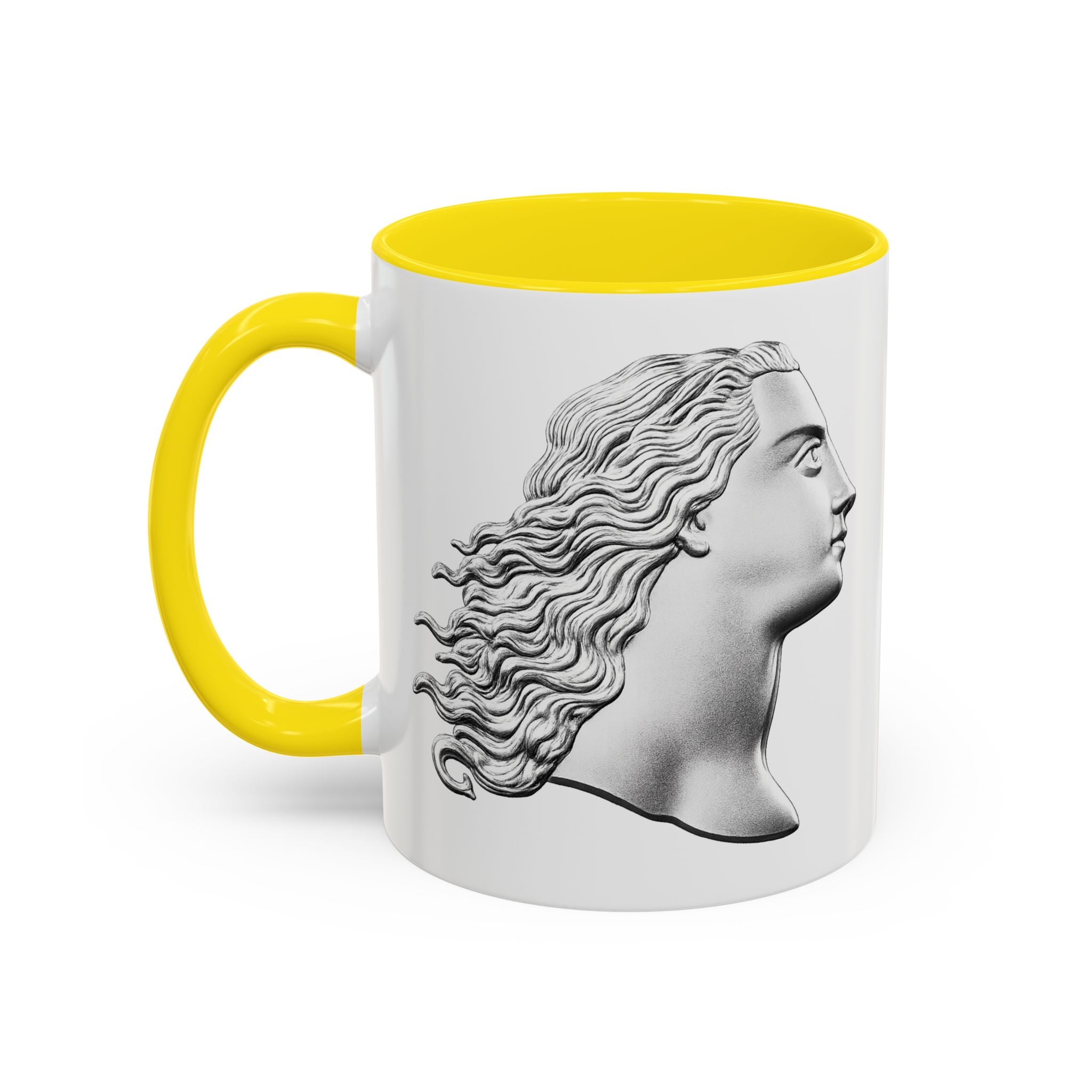 Classical Profile Accent Coffee Mug — Greek Goddess Bust Design (11/15oz)